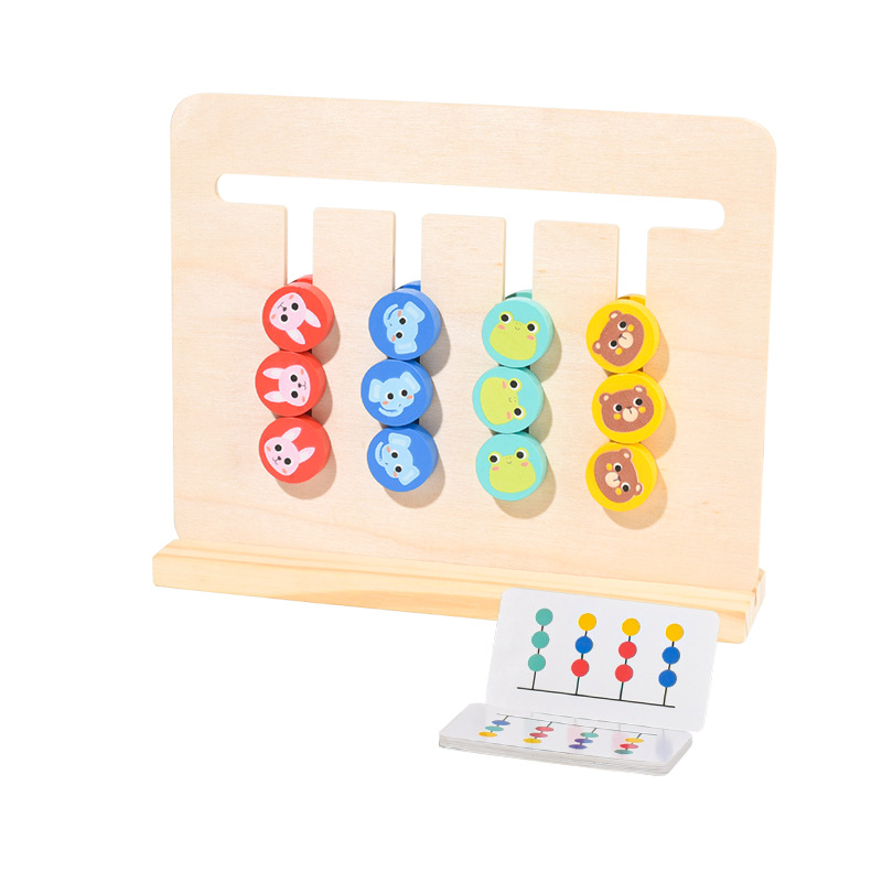 Juegos de ajedrez de cuatro colores de dos caras entrenamiento de pensamiento lógico infantil Montserrat Educación temprana juguetes de puzzle de 2 - 3 años