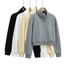 Y1952-24冬季新款  欧美风立领双头拉链长袖简约休闲短款外套卫衣