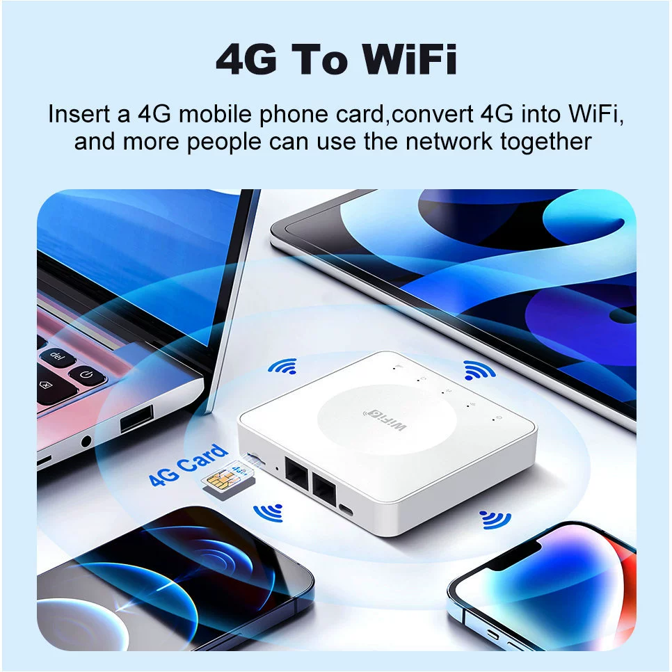 4G Mini CPE беспроводной маршрутизатор с SIM-картой, двойной сетевой порт, Wi‑Fi 6 портативная точка доступа, роутер EC25