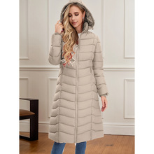 2026跨境新款欧美女式长款绗缝连帽外套保暖时尚跨境代发