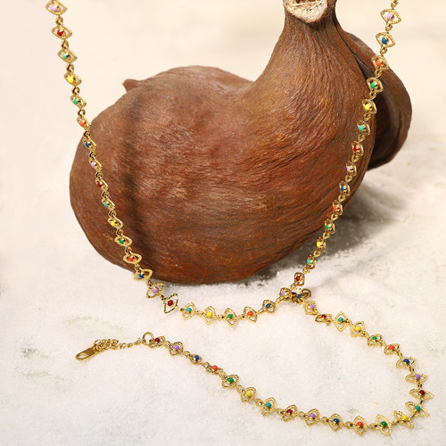 European and American Devil's Eye colorful oil dripping titanium steel necklace women's ins style non-fading niche high-end jewelry set