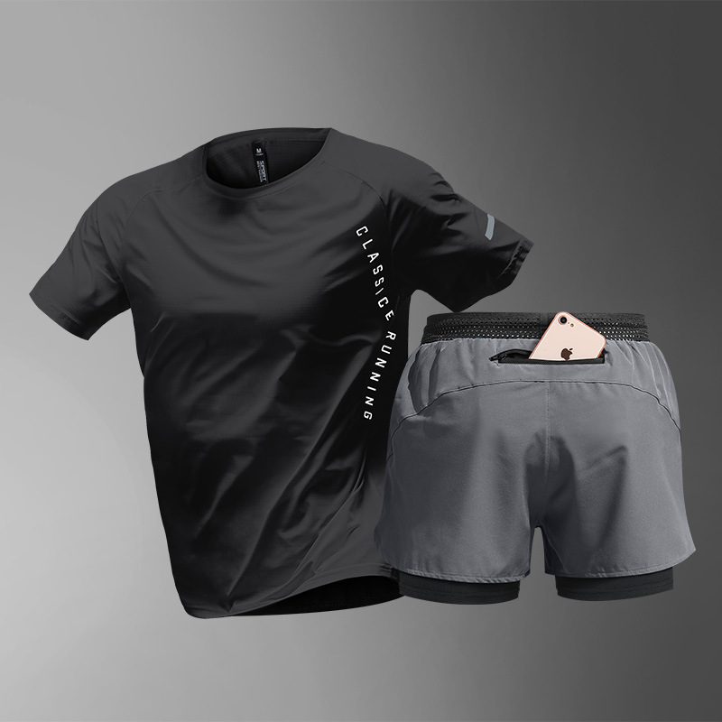 Running sports suit hombre maratón hielo veloz camiseta de verano atletismo ciclismo entrenamiento ropa de fitness