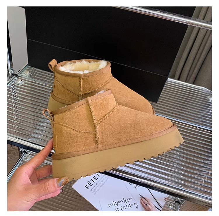 Women's Fur Lined Ankle Boots With Thick Platform Sole_voghion.com
