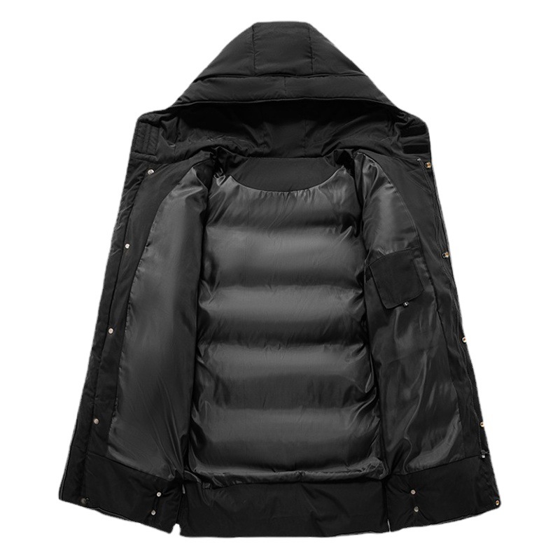 M--8XL de invierno más tamaño con capucha casual abrigo de algodón acolchado color sólido juventud cálido abrigo de algodón acolchado abrigo de invierno de longitud media para los hombres