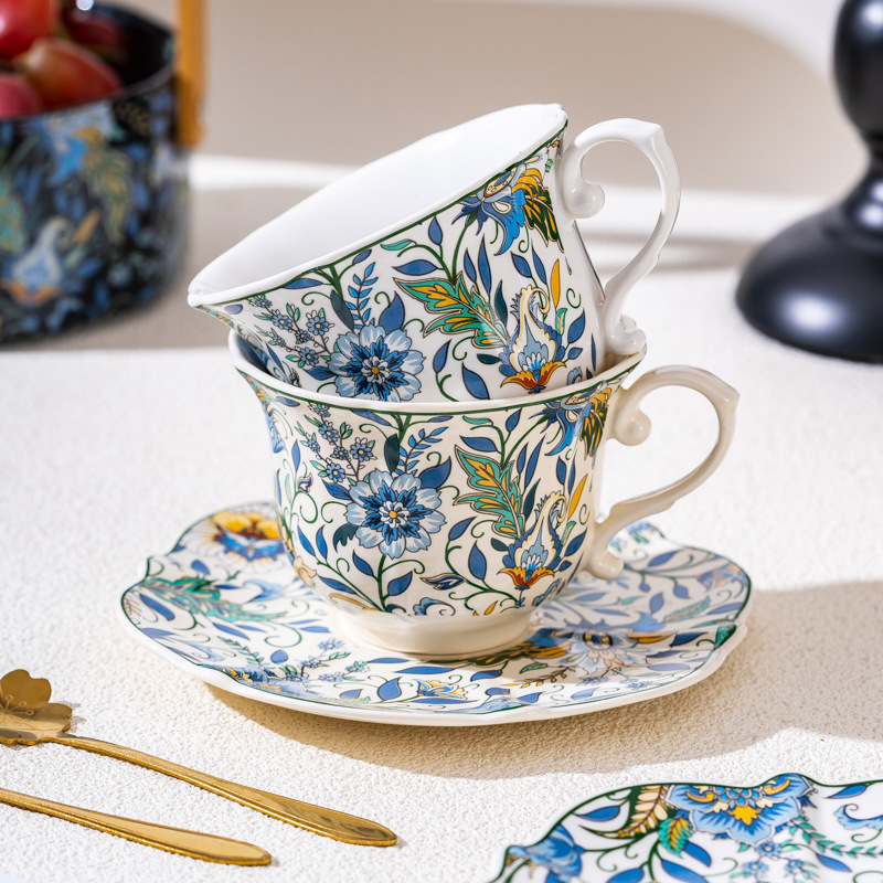 Taza de cerámica original retro taza de café taza de café de la tarde taza de té plato conjunto de taza de marca regalo de lujo ligero