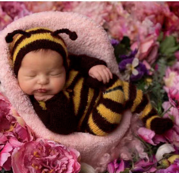 新生儿摄影服装  小蜜蜂造型连体衣  影楼摄影衣服  新生儿写真服