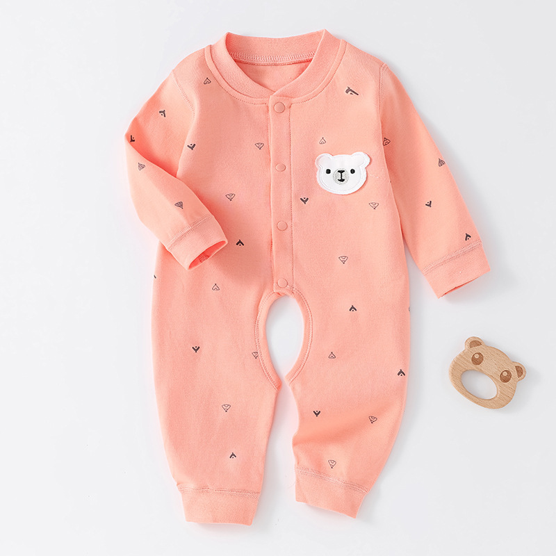 Mono para bebé, ropa sin costuras para primavera y otoño, ropa de recién nacido de algodón puro Clase A, ropa interior para bebé con abertura en la entrepierna, pijamas de estilo coreano de manga larga