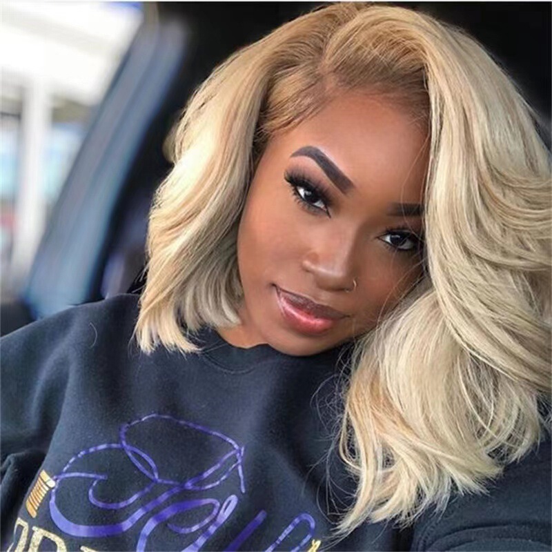 2023 New European and American Women's Wig Short Curly Hair Pear Fluffy Natural Golden Chemical Fiber Hair Fake Headgear in Stock