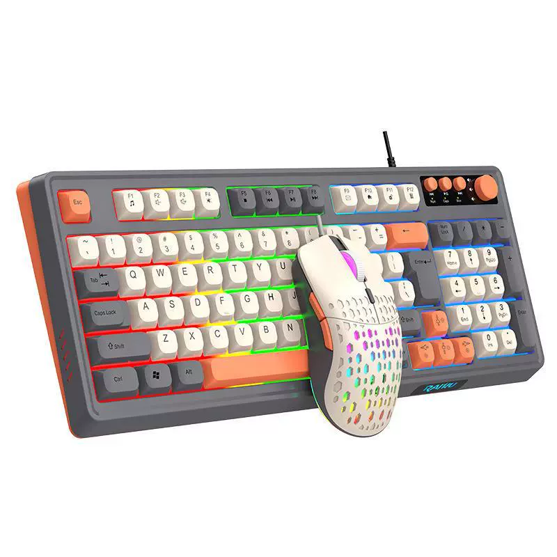 Raiku Lei Kui K98/T98 Customized Game Keyboard Mouse Set Sanpin Color Cable Laundling Keyboard