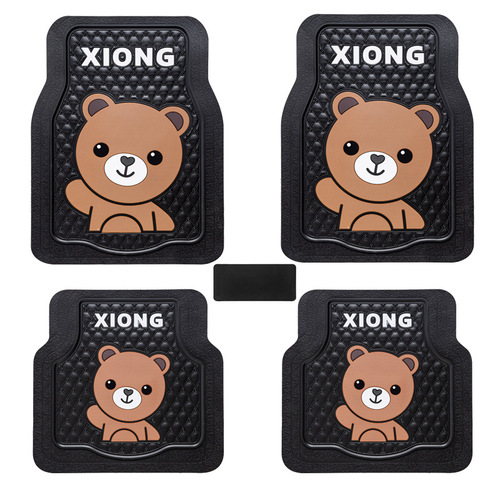 Universal Peel-and-Stick Rubber Car Mat for Cars, Cartoon Patterned, Sliding Resistant, Durable, and Cuttable