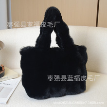 跨境大容量秋冬秋冬秋冬仿兔毛绒泡泡毛包轻奢手提单肩托特包毛绒