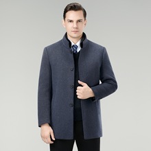 毛呢外套双面尼羽绒服立领水貂毛加厚保暧2025冬季商务中年装呢子