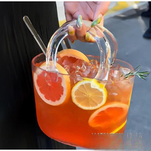 提玻璃包微醺果酒杯套装带托盘酒吧果汁酒馆鸡尾酒杯