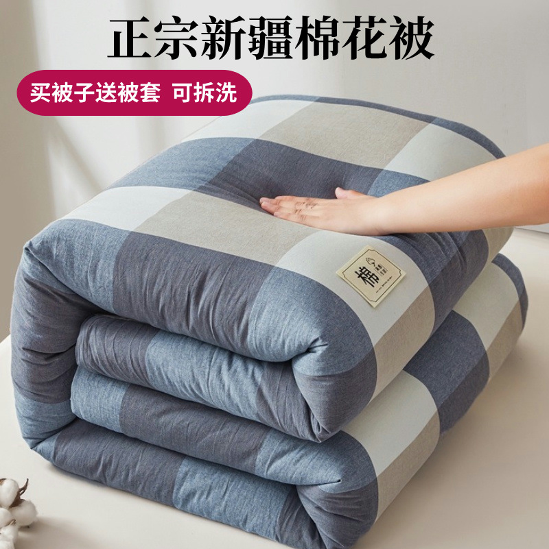 Quilt de algodón desmontable de Xinjiang dormitorio de estudiantes edredón de algodón único edredón de núcleo de primavera y otoño edredón de invierno engrosado edredón de otoño y invierno cuatro estaciones