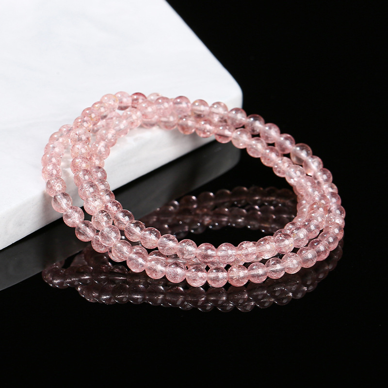 jingzhou jewelry natural white water body strawberry quartz multi-circle bracelet ice-like powder crystal fashion all-match jewelry wholesale