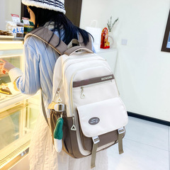 新款學院休閒雙肩包高顏值百搭尼龍背包大容量透氣初高中學生書包