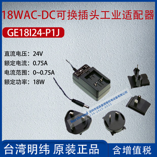 GE18I24-P1J Taiwan Mingwei 18wac-DC replaceable plug industrial adapter 0.75A Power 18W