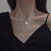 Brand universal necklace from pearl, accessories with butterfly stainless steel for elementary school students, Korean style, light luxury style