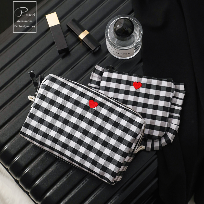 FUENTE Fábrica estilo simple tablero de Ajedrez A Cuadros bolsa de cosméticos bolsa de almacenamiento de viaje ligero marea bolsa de lápiz labial portátil de viaje