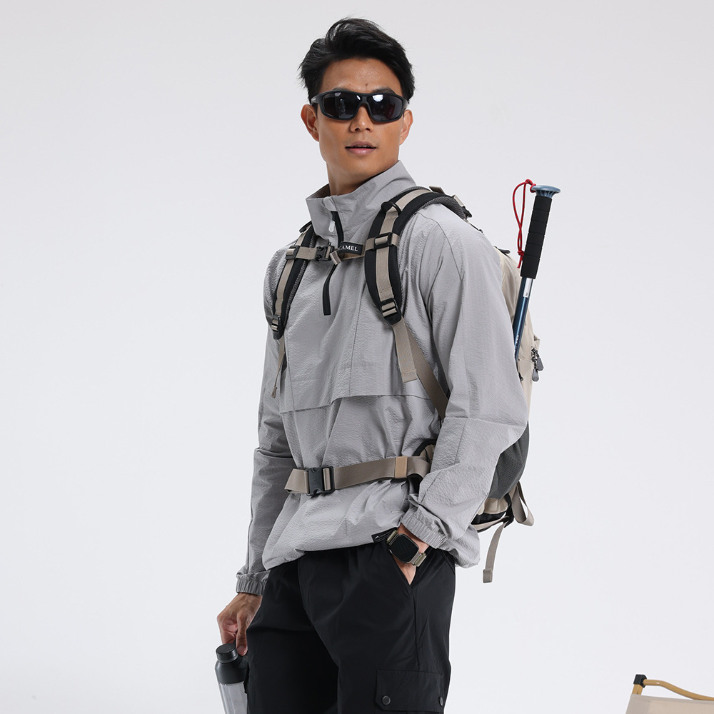 Chaqueta deportiva al aire libre costura de moda camiseta deportiva de manga larga para hombre ropa casual suelta ropa deportiva para correr top