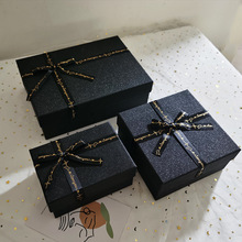 金葱黑色蝴蝶结礼品盒正方形礼物盒创意ins风圣诞节生日包装盒小
