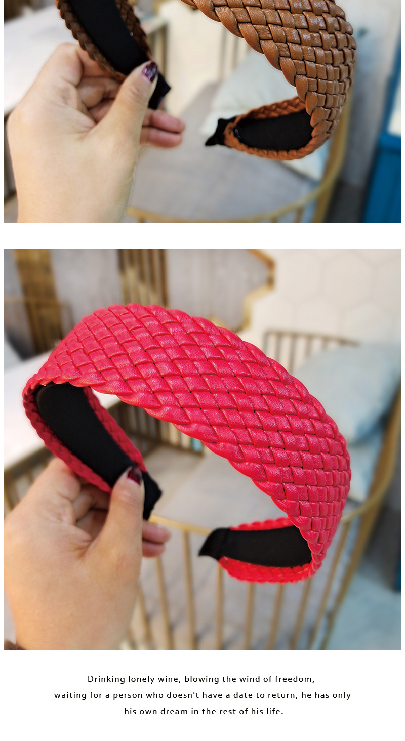 Retro Pu Leather Fashion Woven Flat Headband display picture 3