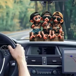 New 2D Cross-borDer New Acrylic Flat PersonalizeD Creative Cartoon Male Car Rearview Mirror Decoration Hanging
