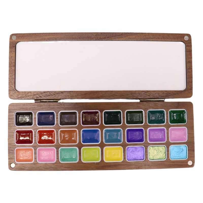 Poética manicure pintado caja de nuez 24 color perlado color sólido acuarela hecha a mano pintura de pigmento sólido 1ml