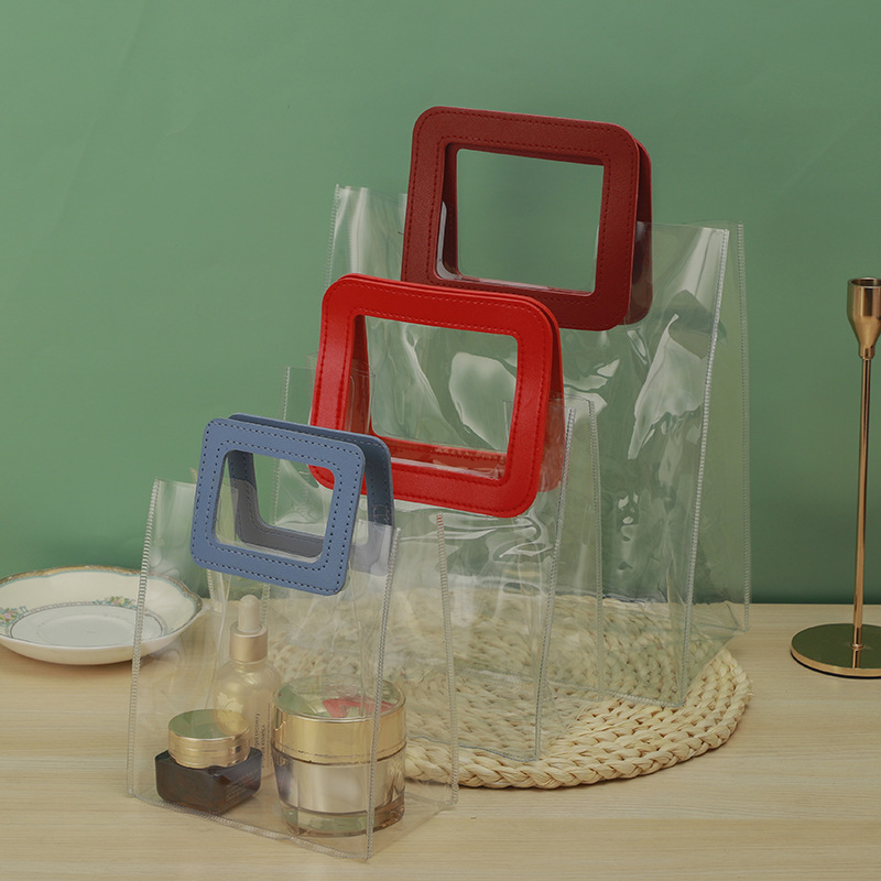 厂家批发透明PVC手提袋包装水晶袋化妆品袋塑料果冻袋伴手礼袋