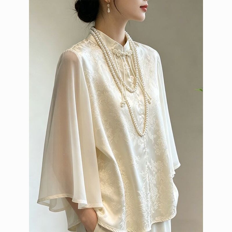 Wzxsk New Chinese-Style National Style Button-Up Top Summer 2026 New Model with Ancient Style and Han Elements Design Chiffon Sleeves Wzxsk New Chinese-Style National Style Button-Up Top Summer 2026 New Model with Ancient Style and Han Elements Design Chiffon Sleeves