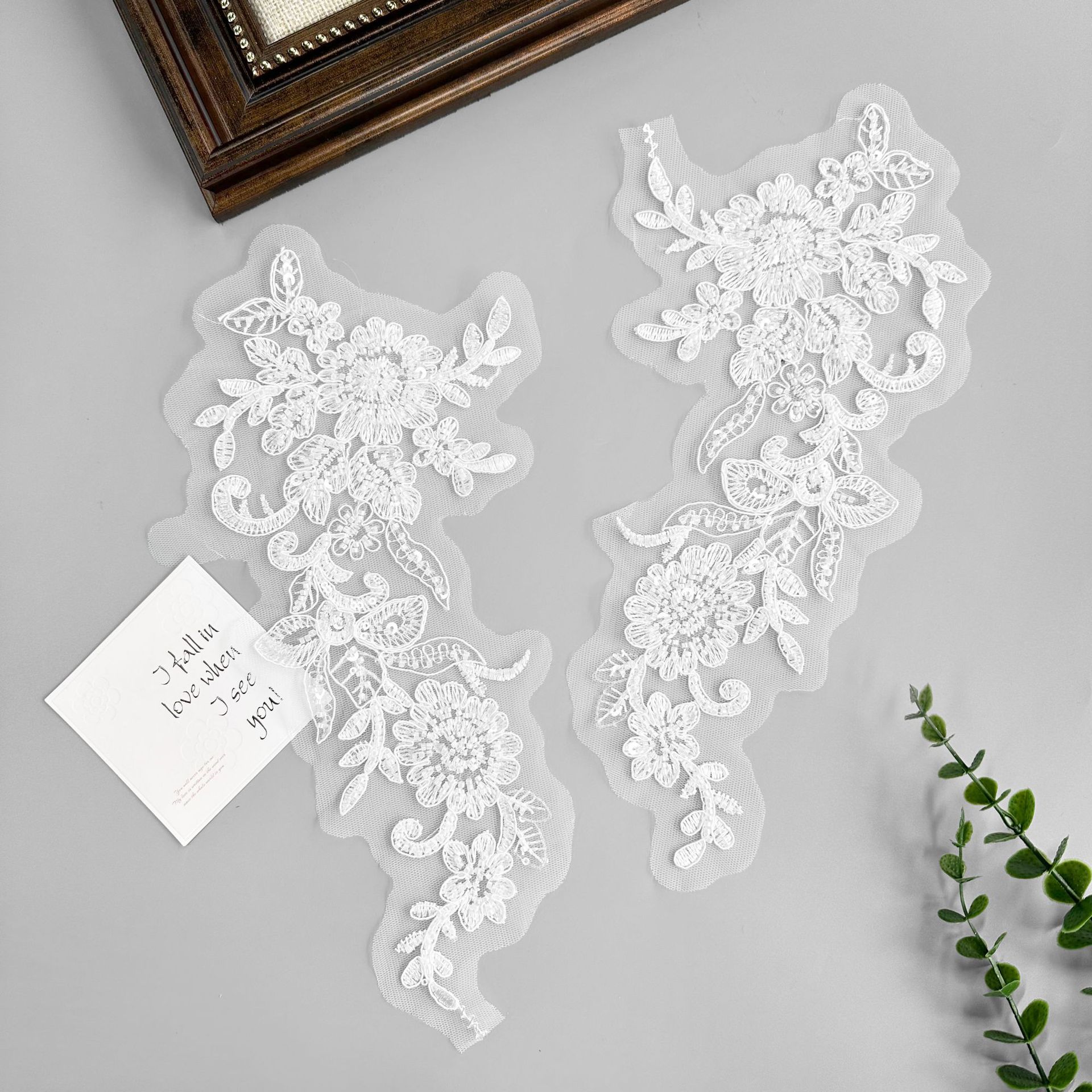 Inventario oro clavos esquinilla encaje flor vestido de boda cintura cubierta de cabeza decoración accesorios DIY decalques image 5
