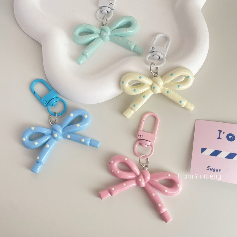 Colorful P72 New Spring and Summer Candy-Colored Hollow Bow Keychain Pendant Cute Girly Backpack Decoration