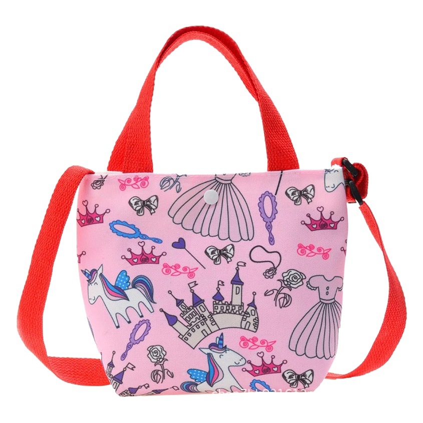 2021 Spring and Summer New Children's Canvas Bag Girls' Shoulder Bag Korean Style Cartoon Cute Printed Crossbody Bag for Boys and Girls