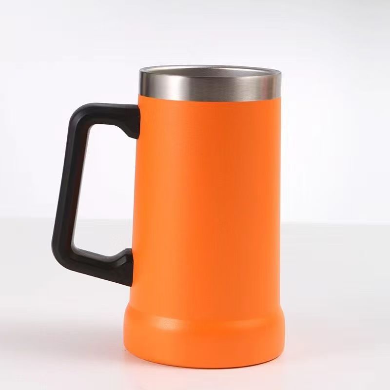 Insulated Stainless Steel Beer Mug With Handle, Large Capacity_voghion.com