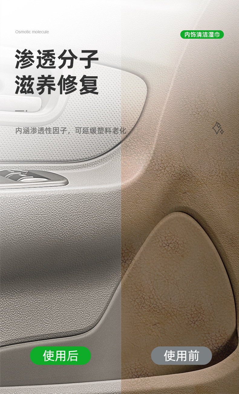 Car interior fast cleaning wipes glazing repair fast decontamination three-in-one soft disposable cleaning towel