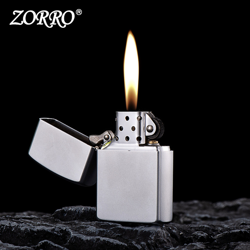 ZORRO佐罗Z807砂铬光板纯铜煤油打火机男士高端礼品厂家批发代发
