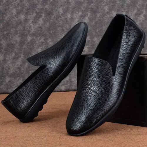 New style bean bag shoes soft body soft face men's leather shoes low-top slip-on bean bag shoes