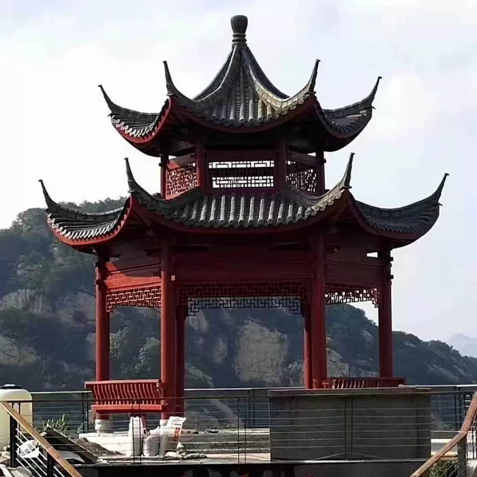 厂家制作户外园林景观庭院新农村仿古四角古建彩绘凉亭设计安装