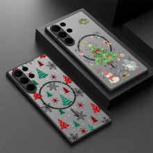 适用三星S25Edge满屏圣诞树手机壳S24FE细圈强磁S23卡通彩绘肤感