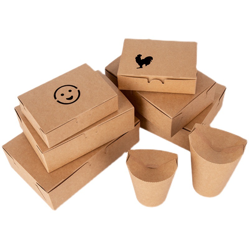 韩式炸鸡打包盒牛皮纸小吃外卖盒一次性鸡腿鸡翅鸡排鸡米花盒