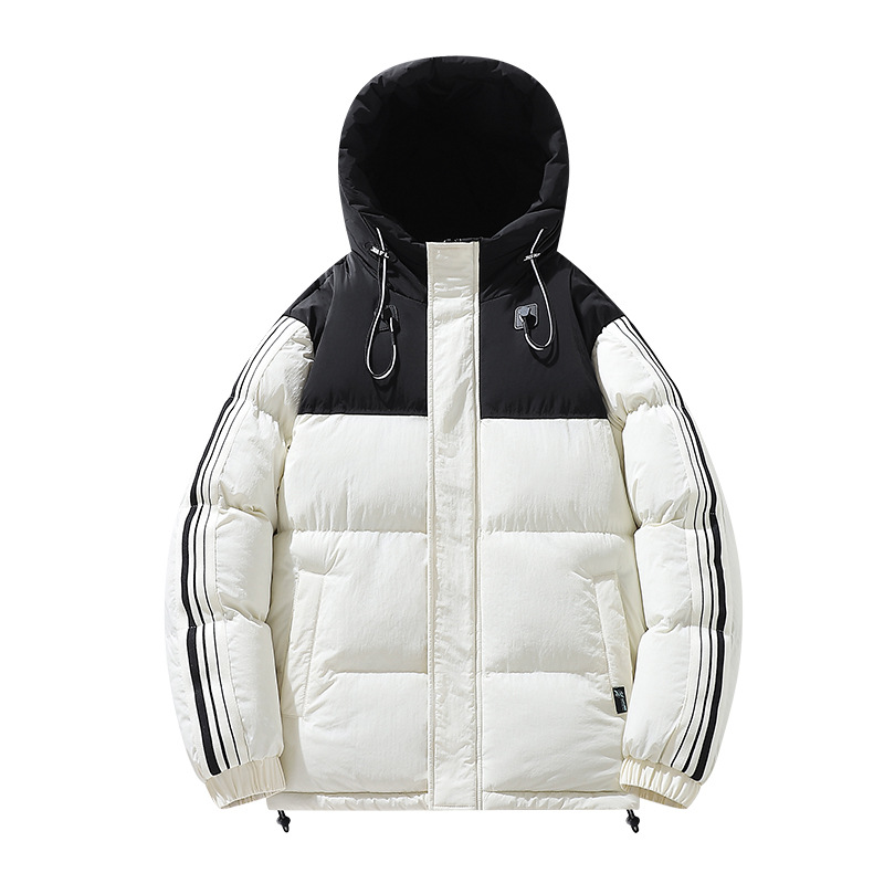 Chaqueta Acolchada con Capucha Combinada de Poliéster Térmico para Otoño e Invierno
