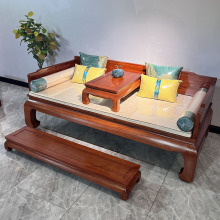 缅甸花梨木罗汉床东阳红木家具大果紫檀三围独板实木罗汉沙发床榻