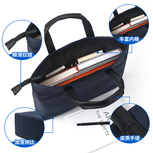 Business documents conference office with LOGO team building office waterproof 14-inch large capacity handbag