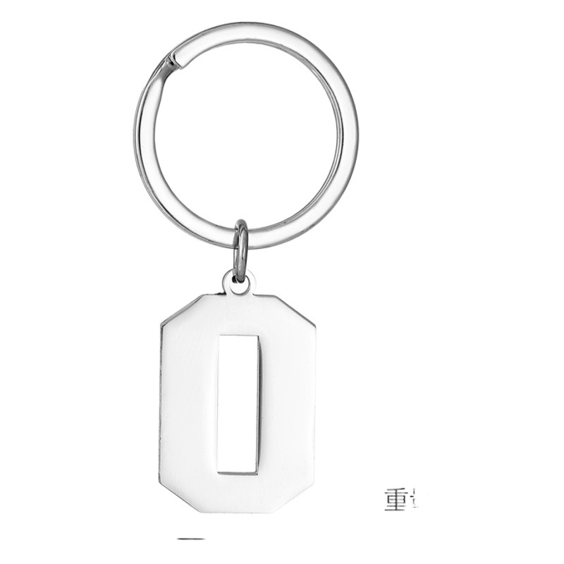 Cross-Border New Product 0-9 Digital Stainless Steel Keychain Student Backpack Pendant Simple Arabic Digital Keychain