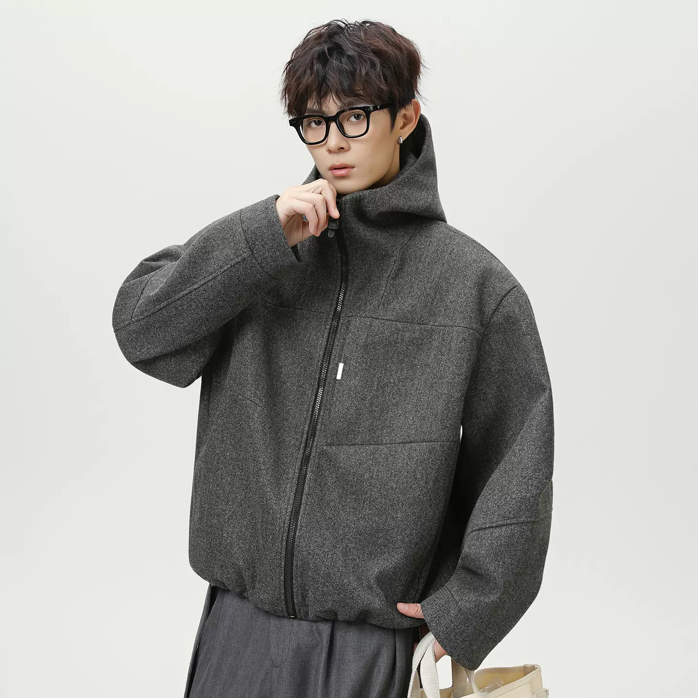 老钱风商务毛呢夹克男秋冬新款短宽廓形加厚保暖通勤潮牌休闲外套