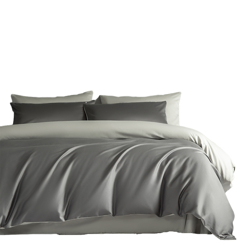 Cama de algodón de fibra larga de cuatro piezas, algodón puro, algodón, lujo ligero, ropa de cama de alta calidad, funda de edredón, ropa de cama de tres piezas