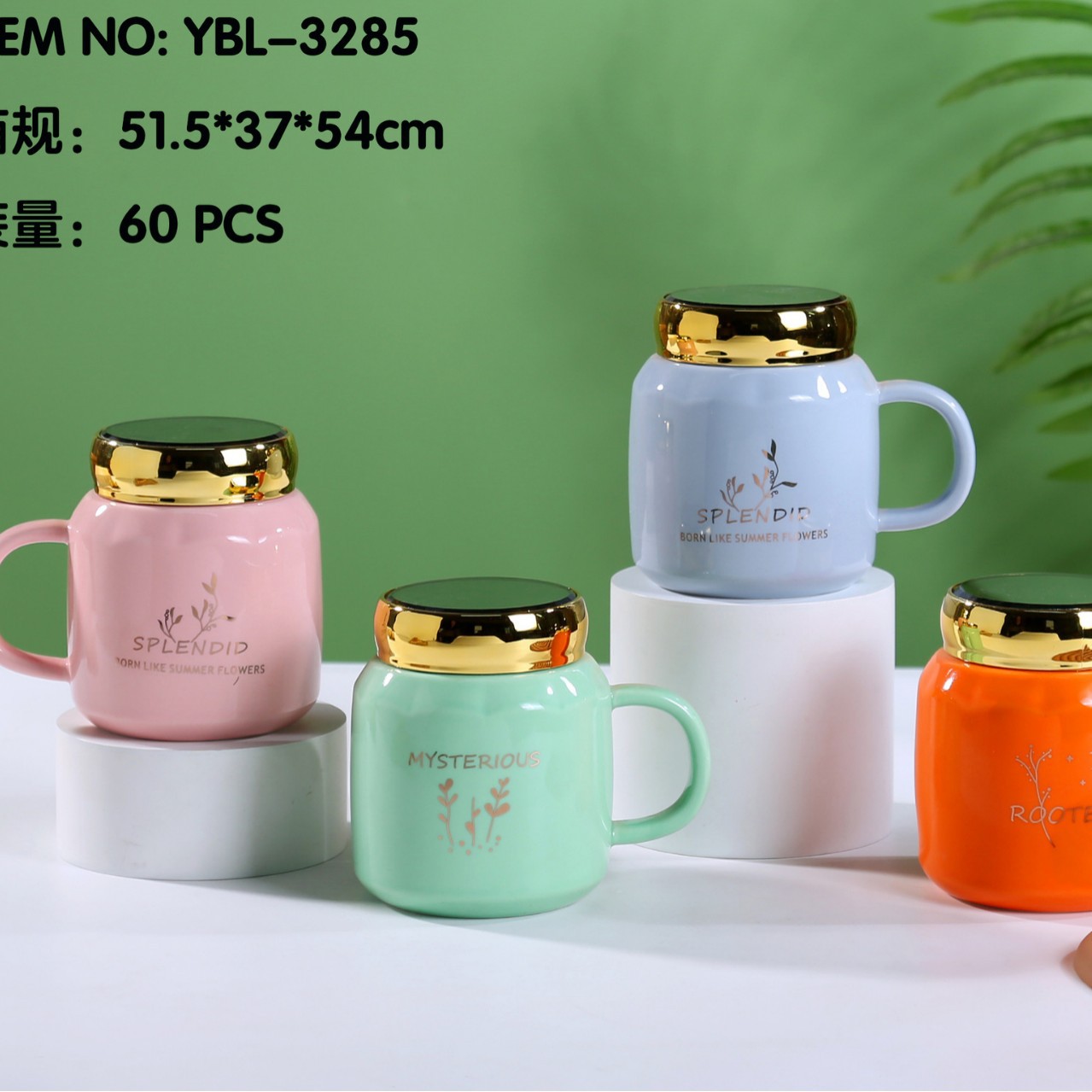 Yiwu esmalte espejo taza de visualización taza de cerámica con tapa nórdico espejo de dibujos animados taza conjunto festival regalo comercio exterior