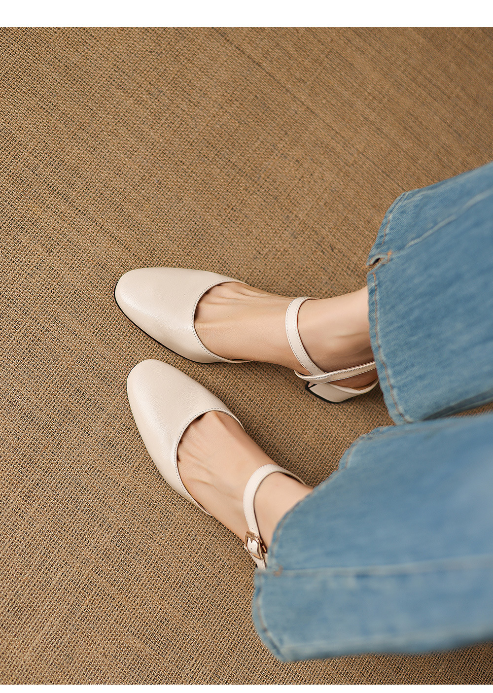 Sandal cao gót nữ quai ngang mũi kín gót 5 cm phong cách Hàn Quốc — đen chi tiết 6