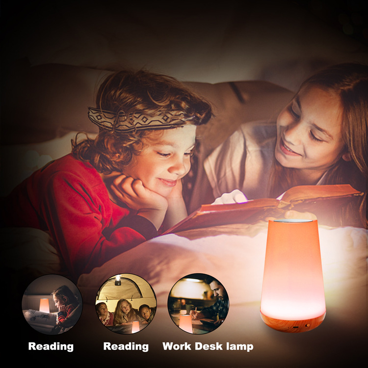 Fernbedienung Holzmaserung wiederaufladbares Nachtlicht Nachttischlampe lernen Augenschutz Schreibtischlampe Touch und Pat Atmosphäre Licht zeitgesteuerte Abschaltung_voghion.com