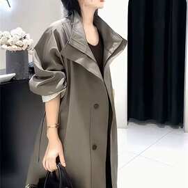 御姐风气质通勤中长款风衣外套女春秋新款感纯色简约百搭大衣